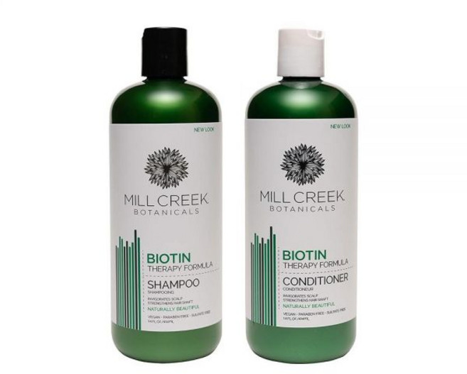 Mill Creek Botanicals 비오틴 샴푸 및 컨디셔너 모발 볼륨 케어 번들