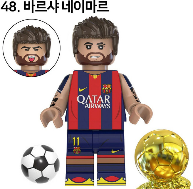 핸드브릭 팩토리 커스텀 미니브릭 피규어 축구선수 피파 싸커 플레이어 호환 블록호환, 48. 바르샤 네이마르