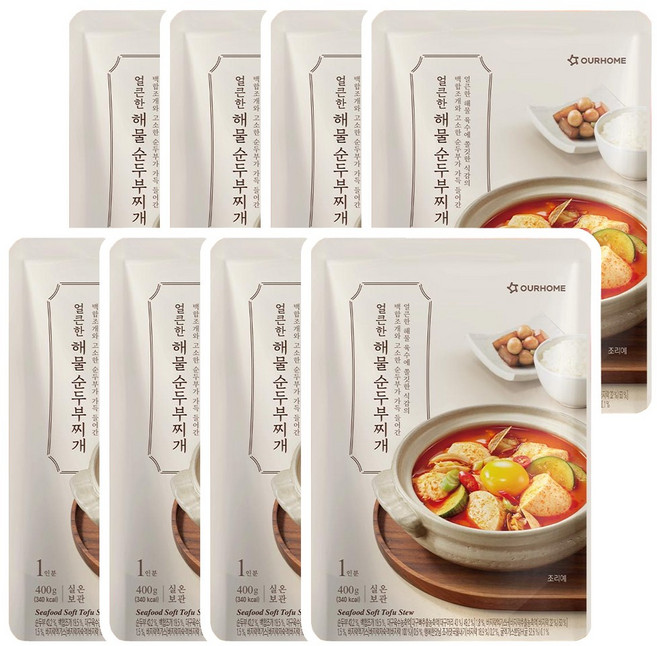 아워홈 얼큰한 해물 순두부찌개, 400g, 8개