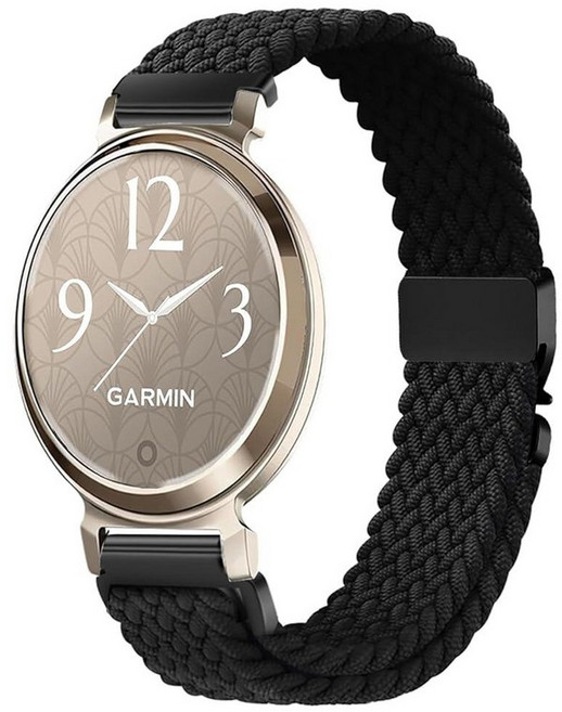 Issinlky Garmin Lily 2와 호환되는 나일론 브레이드 밴드 여성용 14MM 교체용 탄성 스트랩, Black