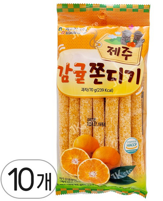 에코푸드 제주 감귤쫀디기 70g 쫀드기 추억의과자 옛날간식, 10개