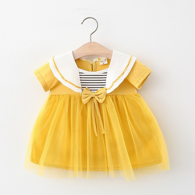 Arbea 兒童網紗裙 夏季學院風蝴蝶結女童裙