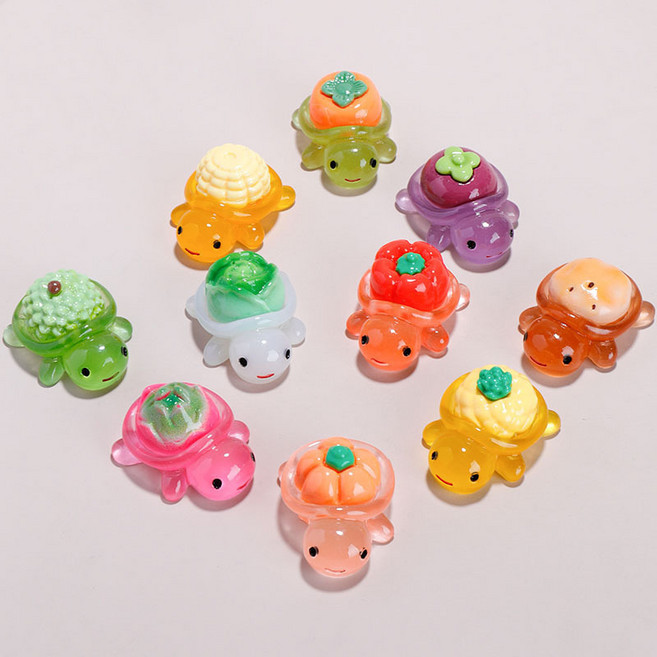야광 수지 과일 스타일링 거북이 인테리어 소품 10개 세트, 10마리 세트, 10가지 스타일링