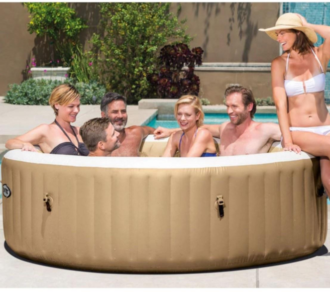 인텍스 퓨어스파 대형 야외 월풀 이동식 버블마사지 온수 욕조 풀장, 외경 216cm x 71cm단일색상