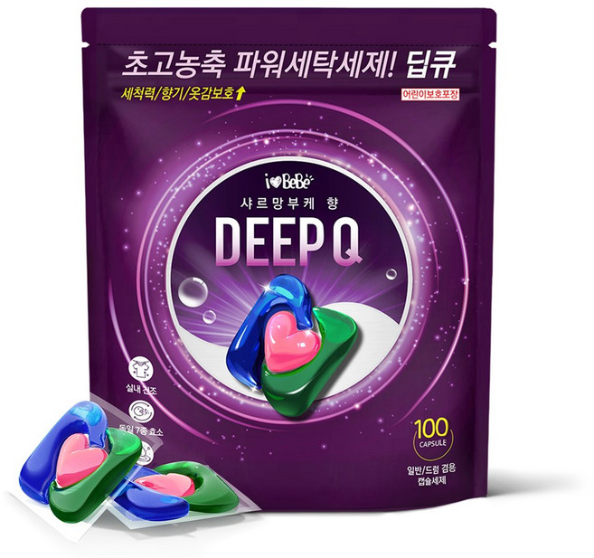 아이러브베베 딥큐 캡슐세제 샤르망부케향 1kg, 100개입, 1개