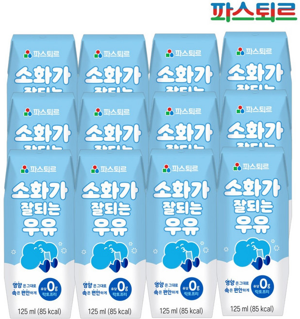 파스퇴르 소화가 잘되는 우유, 125ml, 12개