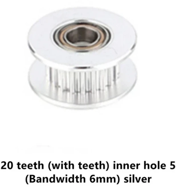 GT2 아이들러 타이밍 풀리 3D 프린터 부품 타이밍 벨트 6mm 10mm 용 베어링이있는 3mm 또는 5mm 보어가있는, 12 20T teeth H5 6mm SR
