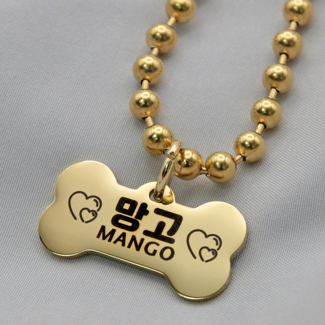 강아지 인식표 이름표 목걸이, 1개, 골드