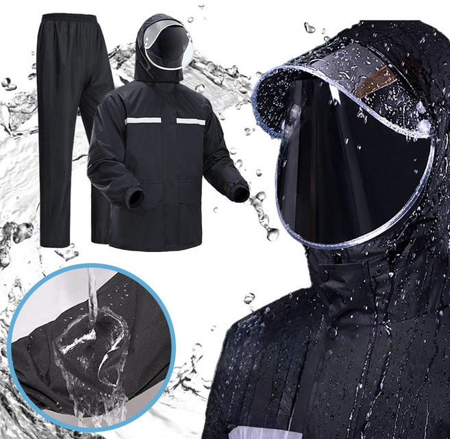 에픽 EPIQ 방수 오토바이 우비 상하의 세트 메쉬 이중 안감, 2XL (100)