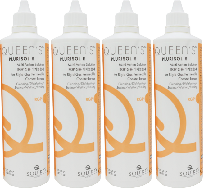[유통기한 27.02.28] 솔레코 퀸즈 하드렌즈/드림렌즈 세척액 보존액 다목적용액, 4개, 250ml