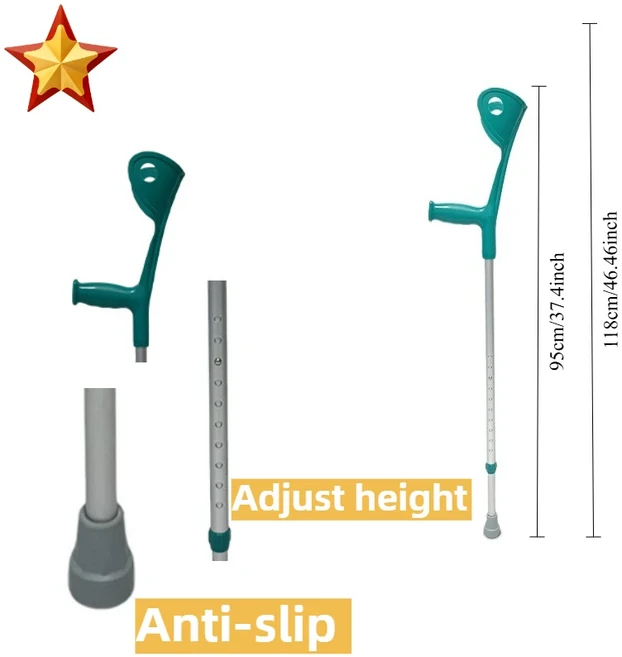 노인 및 장애인을 위한 높이 조절 가능한 접이식 팔꿈치 지팡이 알루미늄 합금 경량 미끄럼 방지 지팡이, 01 Send as picture