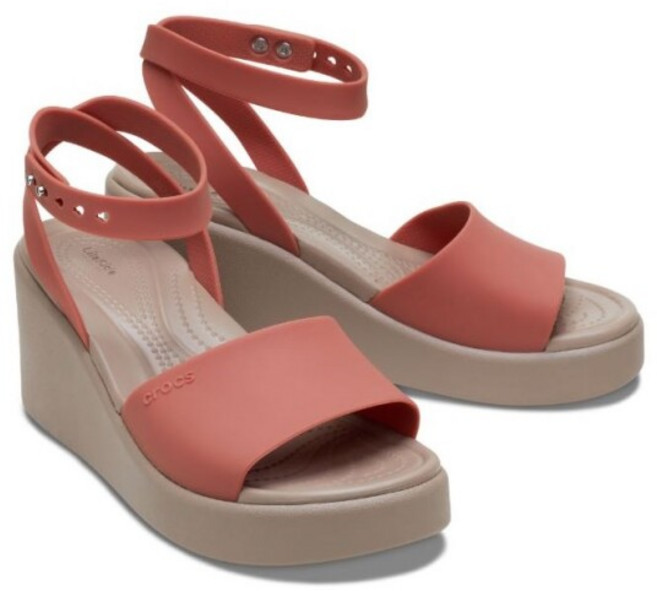 [크록스] 여성 브루클린 앵클 스트랩 웨지 / 209406-2DT 스파이스 / 여성 여자 가벼운 푹신한 발편한 키높이샌들 웨지힐