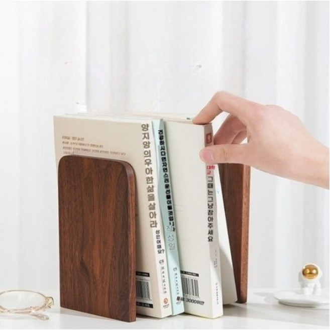 블랙월넛 실내 책꽂이 정리함 북앤드 이동식 책장 수납 장식품H388, 블랙월넛 나무