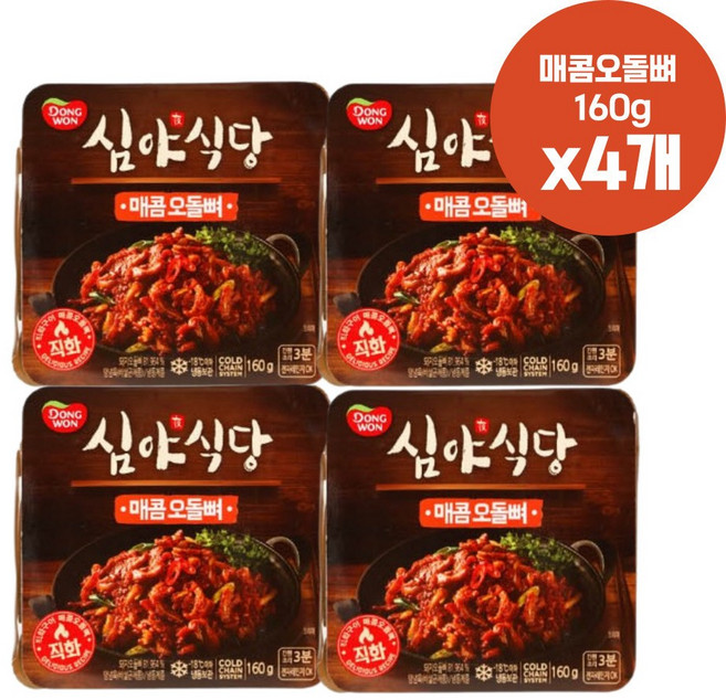 동원 매콤오돌뼈 x4팩 술안주 밥반찬 오돌뼈 간편조리, 160g, 4개
