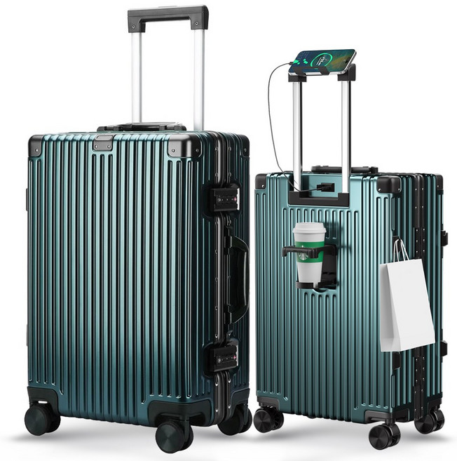 [5년AS] 다기능 경량 캐리어 방수 알루미늄 프레임 기내용 여행가방 USB 충전포트 360도 저소음 휠 20인치24인치28인치 중대형 하드 여행용 캐리어