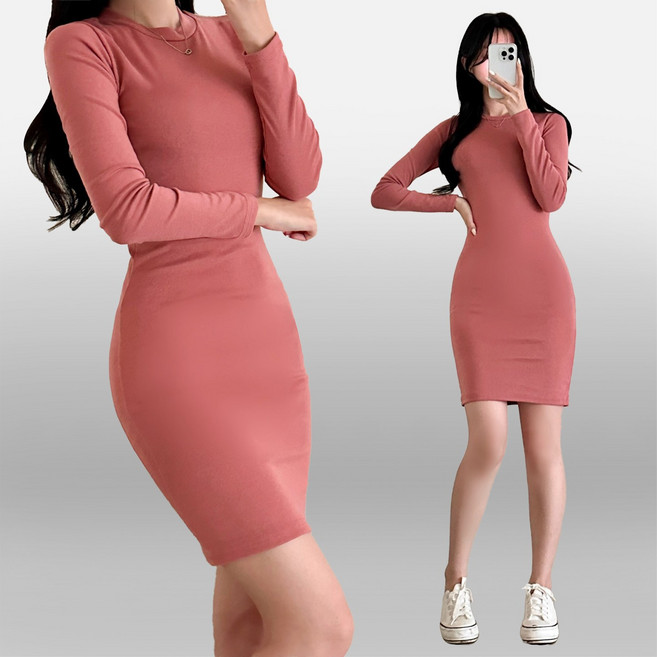 스트릿제이 라운드넥 미니 미디 심플 베이직 원피스