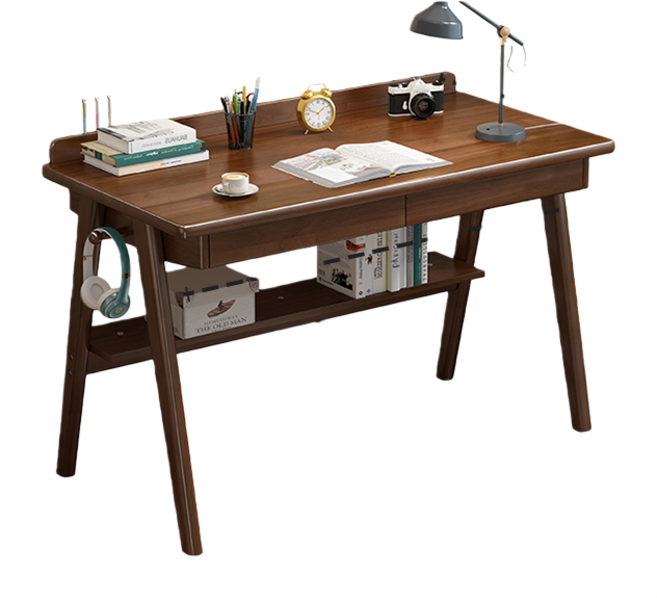 泊沐蘭 北歐簡約實木書桌 家用臥室學習寫字桌, 120cm單桌胡桃色【888】, 胡桃色