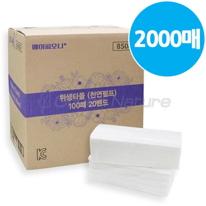 메이피오니 위생타올 (천연펄프 무형광), 100매, 20개