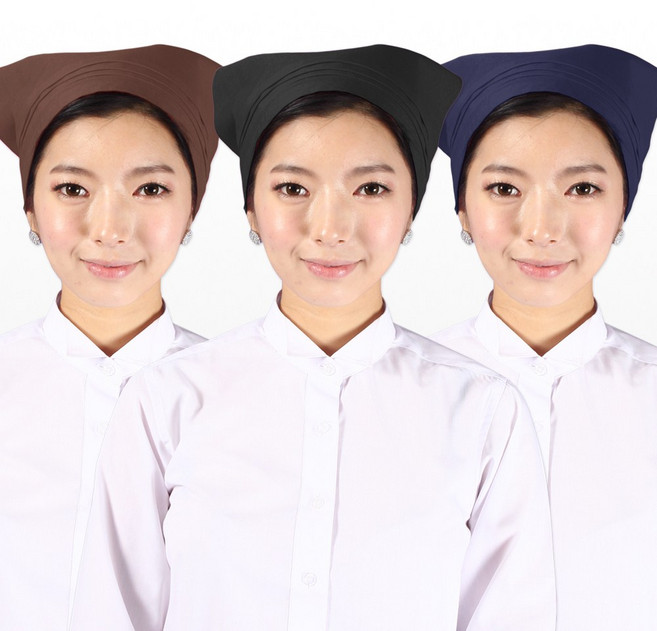 위생두건 위생모 머리스카프 삼각 찍찍이형 급식실 식당 주방 조리실 음식점 서빙모자 김장 단체 행사 대량구매 당일배송, AGAC16 검정, 1개