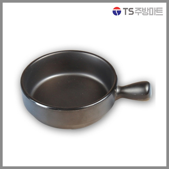 [돌산멜라민] 퓨전토기 퐁듀그릇 - 손잡이접시 사각접시 (업소용그릇 멜라민그릇 예쁜그릇 식당접시 멜라민볼 멜라민찬기), 검정-2호(DS-6985), 1개