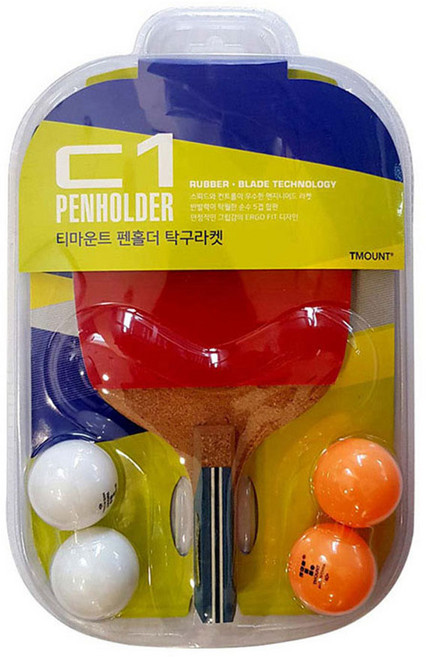 티마운트 - C1 탁구라켓 펜홀더 순수5겹합판 탁구공4개, 1개, 티마운트_C1