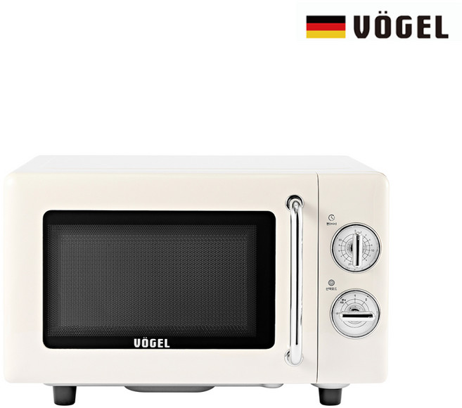 VOGEL 레트로 플랫 전자레인지 크림 다이얼식 20L, VOG-2021CW