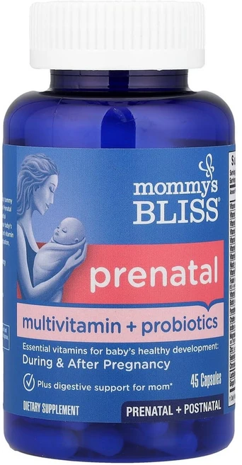 마미스블리스 Mommys Bliss (마미스 블리스) 임산부용 종합비타민 및 프로바이오틱 캡슐 45정, 1개 - 쿠팡