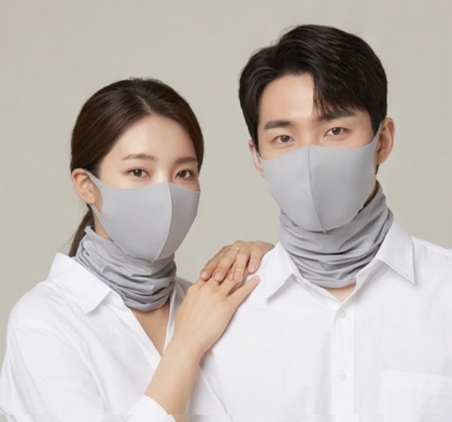 HS쉴드 자외선 차단 쿨링소재 스포츠 마스크 1+1 세트, 1개, 그레이 + 그레이