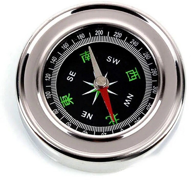 高精度指南針 羅盤 戶外運動 方位儀, 不鏽鋼戶外指南針【買2送1，買4送2個】,大號【76mm】, 1個