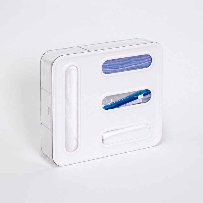 구디푸디 4구 비닐봉투 지퍼백 정리함 주방정리 디스펜서, 지퍼백보관함, 1개