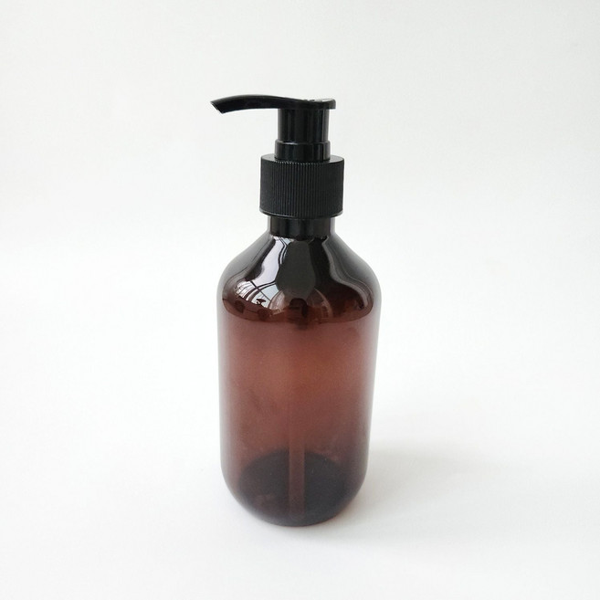 세제통 브라운 반투명 심플 원형 펌핑용기 디스펜서 300ml