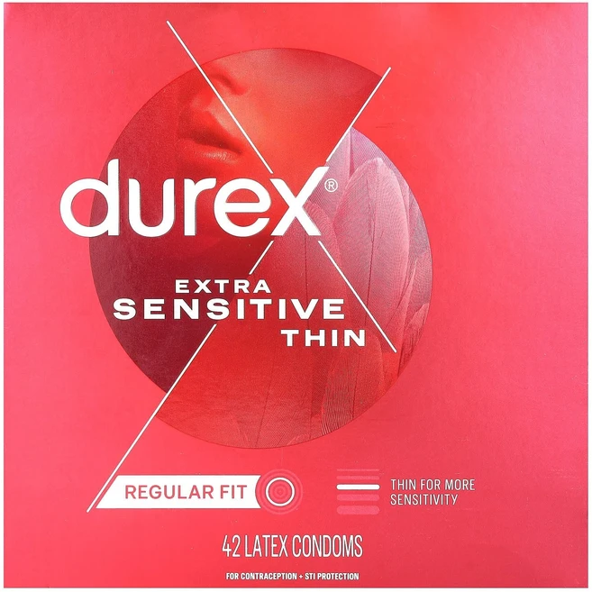Durex 엑스트라 센시티브 씬 레귤러 핏 라텍스 콘돔 42개, Durex엑스트라센시티브씬레귤러핏라텍스콘돔42개 - 쿠팡