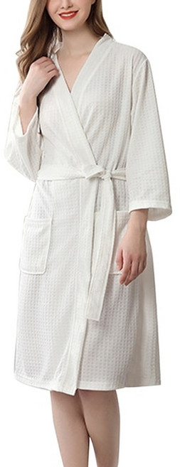 로브 가운 홈웨어원피스 로브가디건 여성 물 흡수 목욕 솔리드 와플 목욕 스파 홈 드레스 잠옷