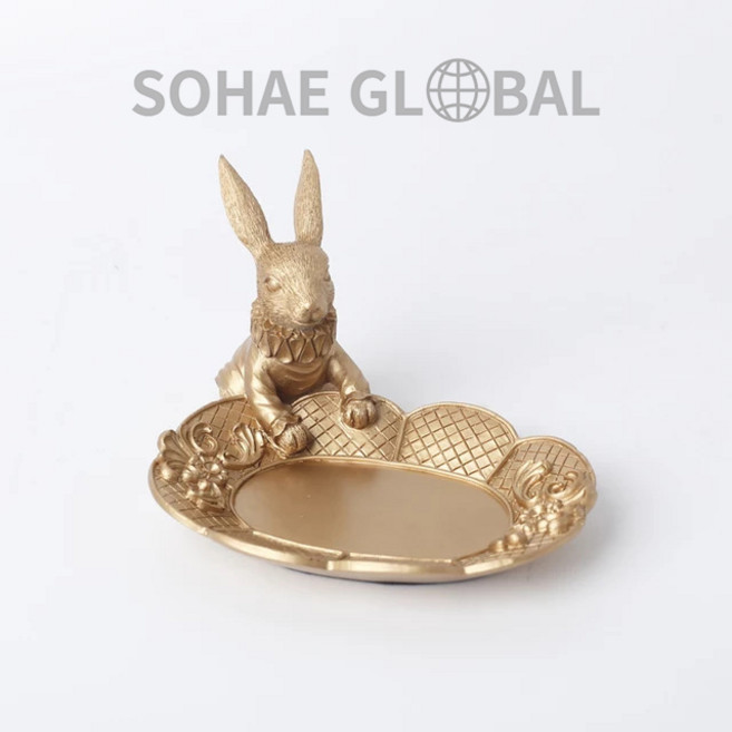 앉은 골드래빗 쥬얼리 쇼케이스 진열대 악세사리 보석함 정리대 귀금속 자동차키 앤틱장식품 엔틱트레이, 단품, 단품