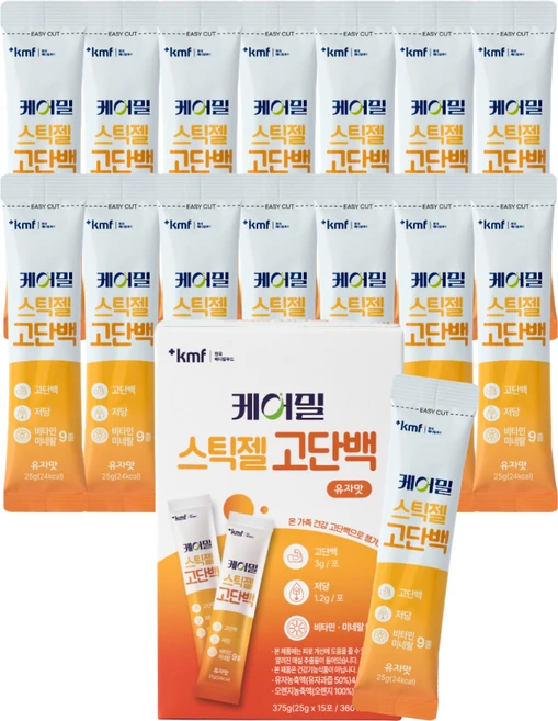 케어밀 스틱젤 고단백 유자맛, 15개, 25g - 쿠팡