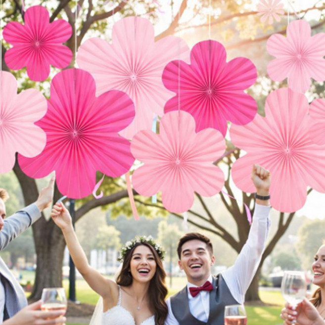 플라워 파티 행잉데코 페이퍼팬세트, 9봄이로세