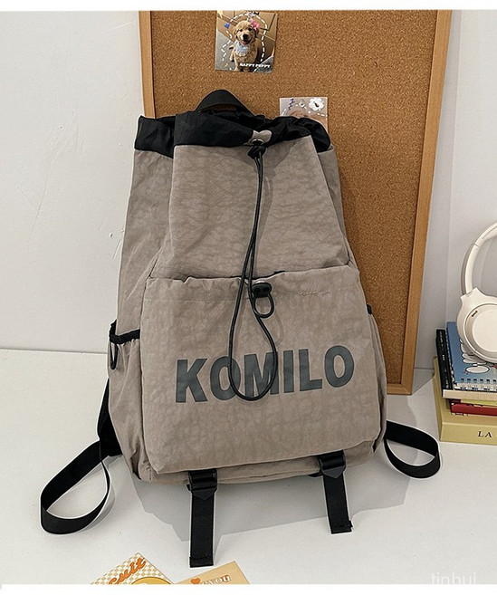 Sorpci 세련된 등산용 배낭 남녀공용 아웃도어 스트링 백팩, 카키