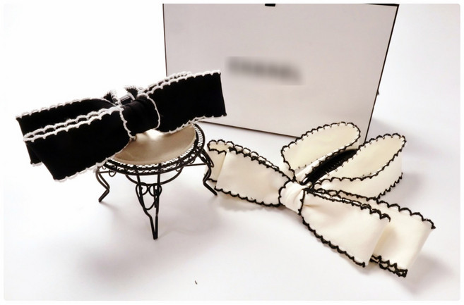 슈가래빗 고급스런 스티치 리본 바나나 머리핀 헤어집게