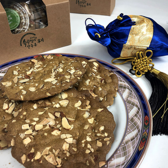 전남 구례 쑥부쟁이 산수유 우리쌀 우리밀 수제 쿠키 개별포장 5개 세트, 산수유 우리밀 쿠키(1박스 5개입)