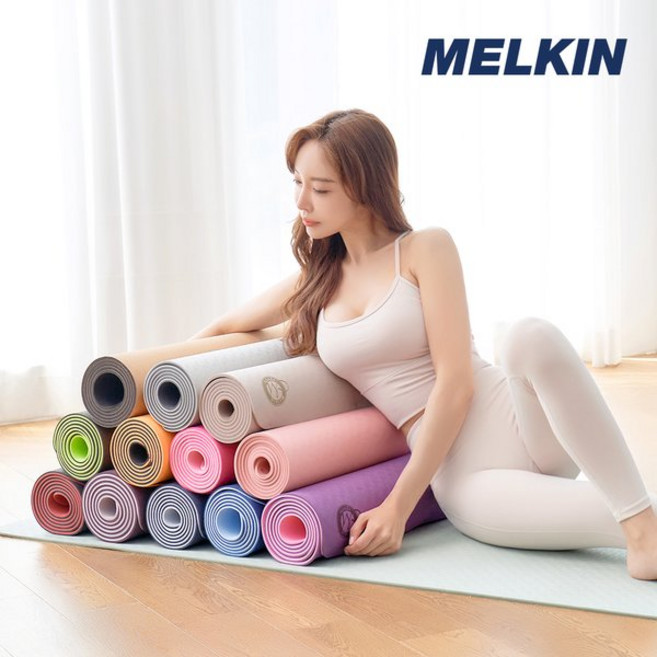 [백화점 정품] 멜킨스포츠 부드러운 쿠셔닝 미끄럼 없는 멜킨 NBR TPE 코르크 요가매트 필라테스 홈트 두꺼운 층간소음 헬스장, 미스티그레이