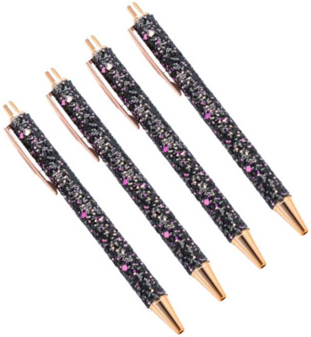 키미블랑 잘써지는 똑딱이 블링블링 볼펜, 4개, 스팽글블랙