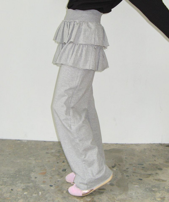RONRON CANCAN RUFFLE LAYE레드 팬츠KIRT MELANGE 그레이
