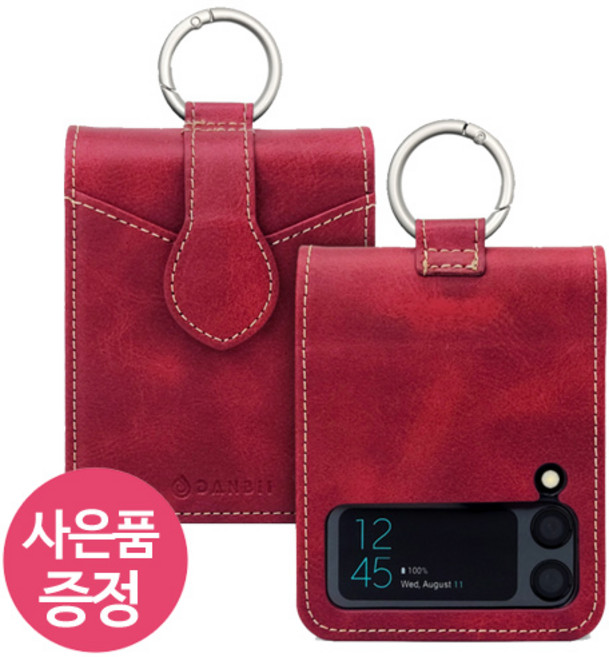 삐니끄니 갤럭시Z플립6 / SM-F741 / DBDC- 6012 PU가죽 카드 2장 수납 휴대폰 다이어리 케이스+ 깜짝사은품, 레드