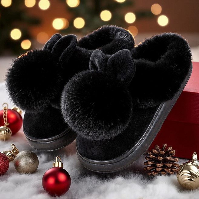 겨울 귀여운 토끼 방한 따뜻한 털 실내화 사무실 퍼슬리퍼 털신발 거실화 남녀공용 미끄럼방지