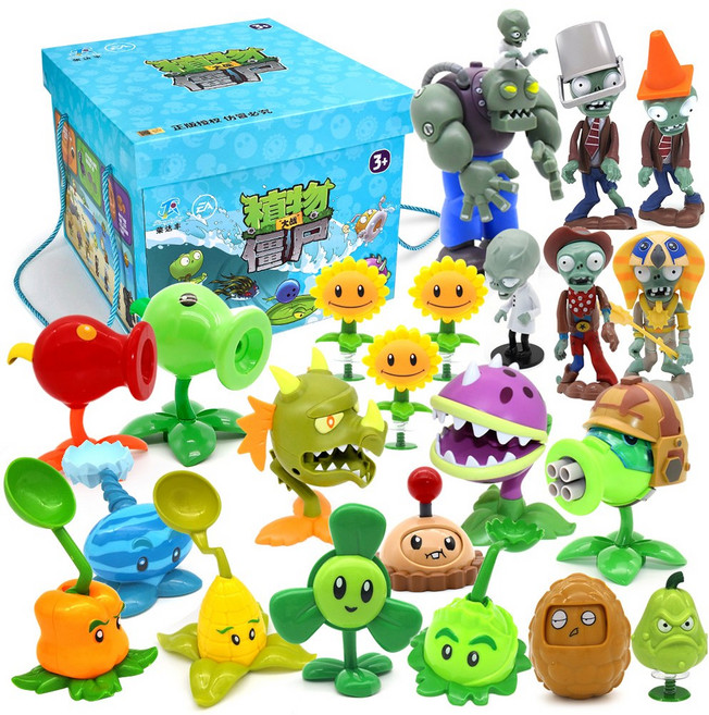 14세이상 역할 식물 대. 좀비 2 Pvz 풀 세트 소년 생일 선물 완두콩 사수 인형 액션 피겨 모델 선물지도, Gift box