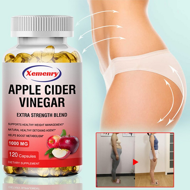 사과식초 캡슐은 건강한 체중 감량 식욕 억제 남성과 여성의 신진대사 촉진에 효과적입니다., 1개, 30정