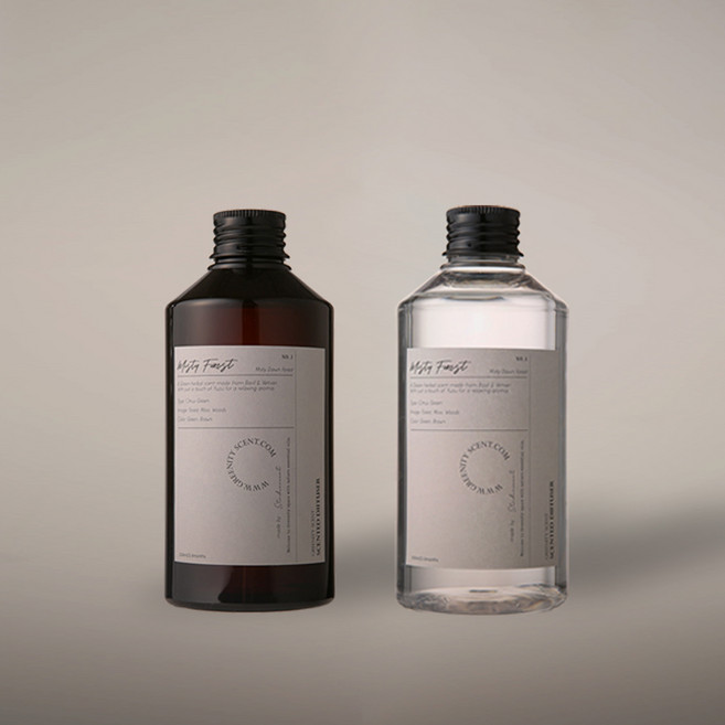 그리니티센트 디퓨저 리필 250ml 우드 플로럴 그린 타입 8종 실내방향제, 6.모이스트 페탈, 투명 보틀, 1개