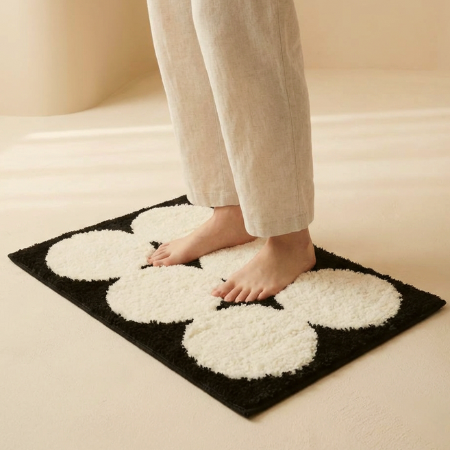 무드릭스 부드러운 워셔블 롱파일 발매트 욕실매트 주방매트 노르딕, 아이보리