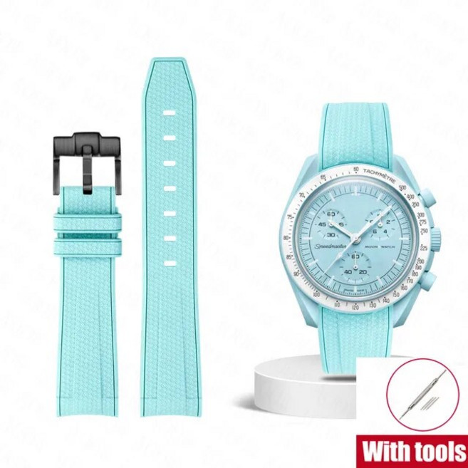 손목시계줄 스와치x 오메가 문워치용 실리콘 스트랩 스테인레스 스틸 버클 방수 교체 시계 밴드 남녀공용 20mm 22mm