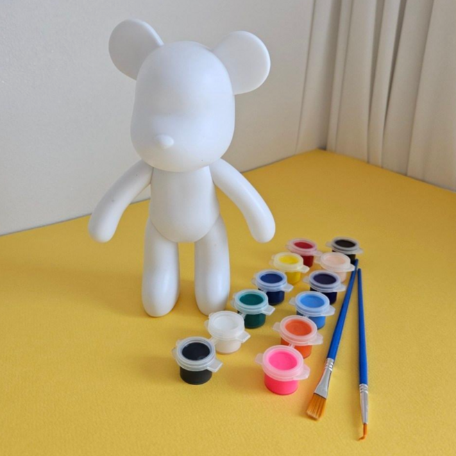 베어 만들기 DIY 키트 피규어 아트토이 집콕 미술 어르신 방과후 클래스 페인팅 물감포함 1세트, 1개